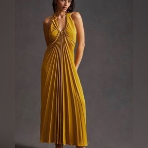 Anthropologie Pleated Halter Midi Dress